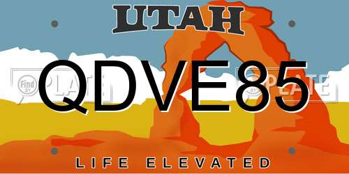 QDVE85 Utah License Plate