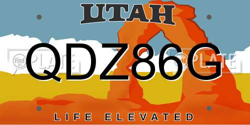 QDZ86G Utah License Plate
