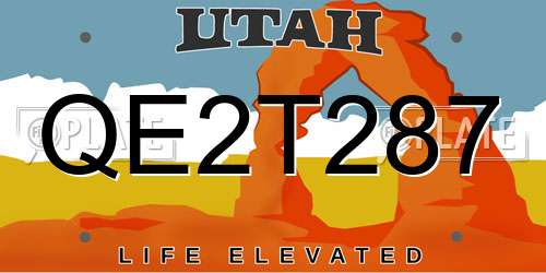 QE2T287 Utah License Plate