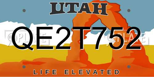 QE2T752 Utah License Plate