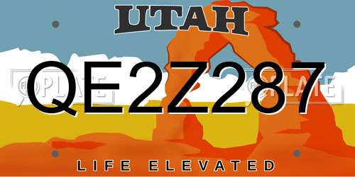QE2Z287 Utah License Plate