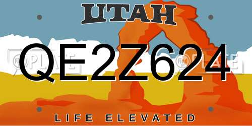QE2Z624 Utah License Plate