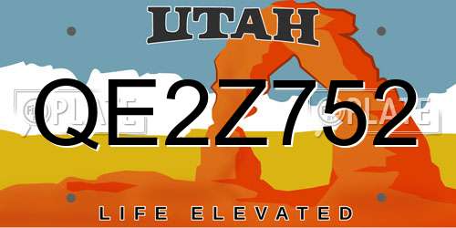 QE2Z752 Utah License Plate