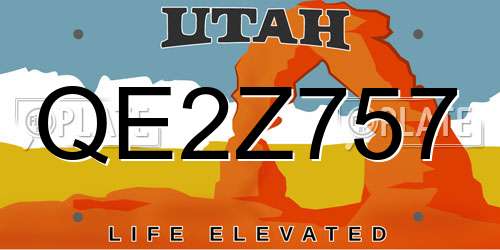 QE2Z757 Utah License Plate
