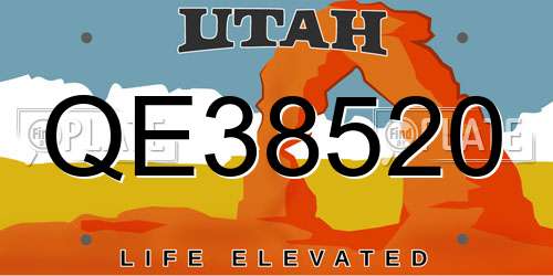 QE38520 Utah License Plate