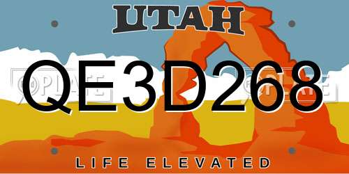 QE3D268 Utah License Plate