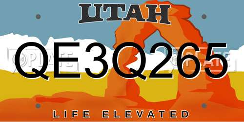 QE3Q265 Utah License Plate