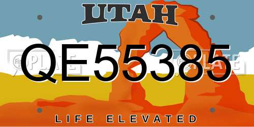 QE55385 Utah License Plate