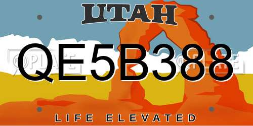 QE5B388 Utah License Plate