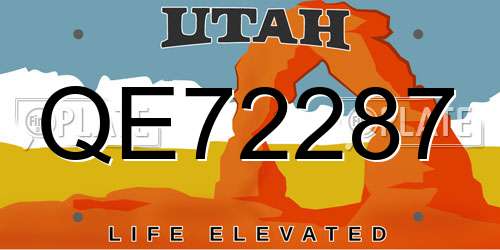 QE72287 Utah License Plate