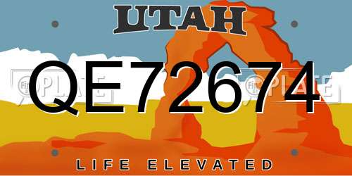 QE72674 Utah License Plate