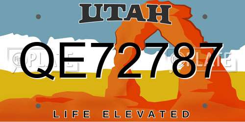 QE72787 Utah License Plate