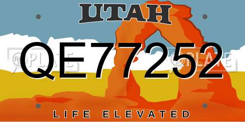 QE77252 Utah License Plate