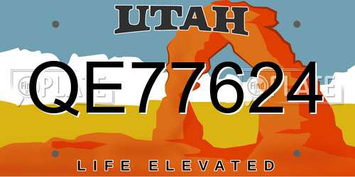 QE77624 Utah License Plate