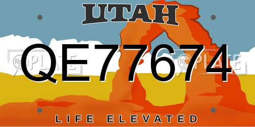 QE77674 Utah License Plate