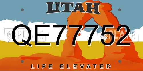 QE77752 Utah License Plate