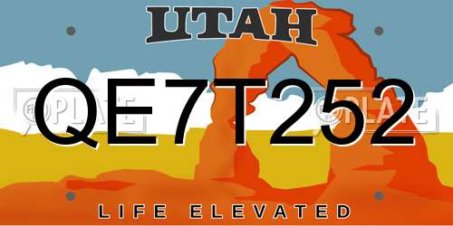 QE7T252 Utah License Plate