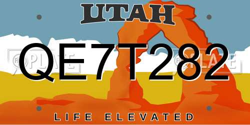 QE7T282 Utah License Plate