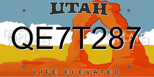 QE7T287 Utah License Plate