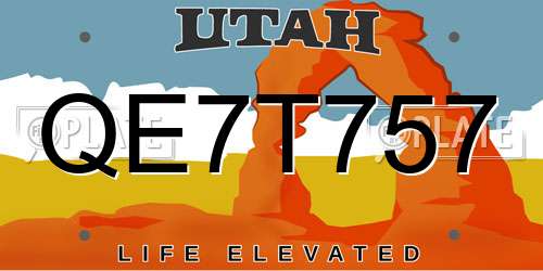 QE7T757 Utah License Plate