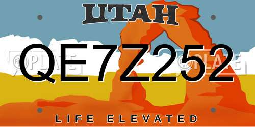 QE7Z252 Utah License Plate