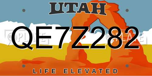 QE7Z282 Utah License Plate
