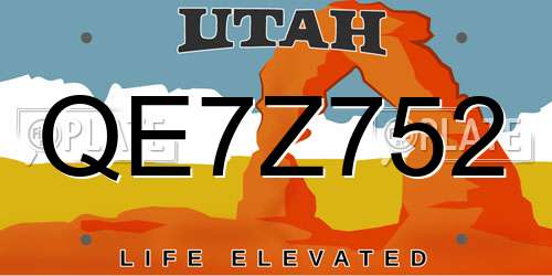 QE7Z752 Utah License Plate