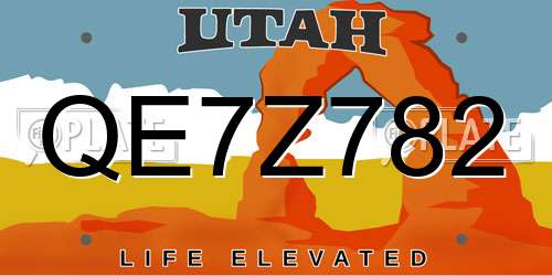 QE7Z782 Utah License Plate