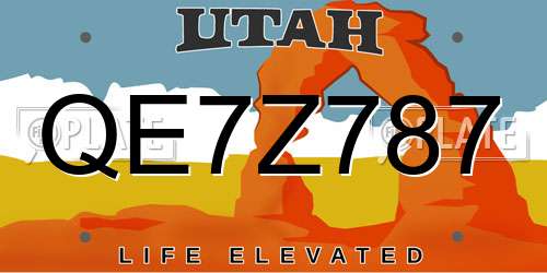 QE7Z787 Utah License Plate