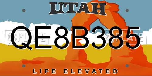 QE8B385 Utah License Plate