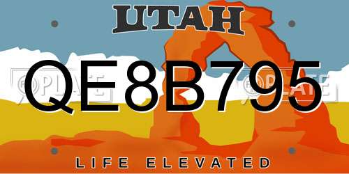 QE8B795 Utah License Plate