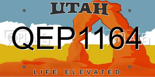 QEP1164 Utah License Plate