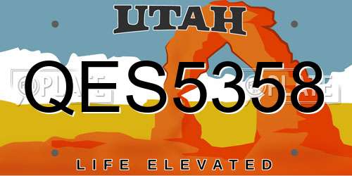 QES5358 Utah License Plate