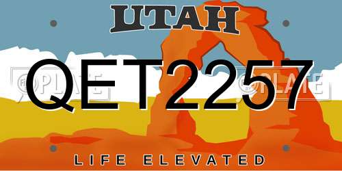 QET2257 Utah License Plate