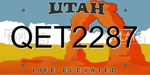 QET2287 Utah License Plate