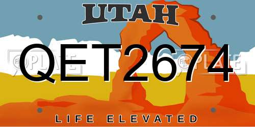 QET2674 Utah License Plate