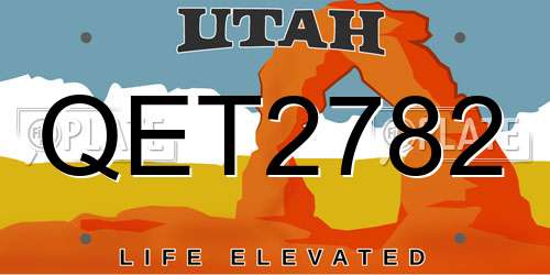 QET2782 Utah License Plate