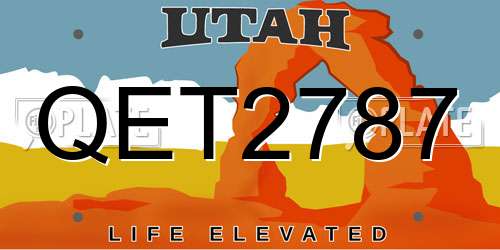 QET2787 Utah License Plate
