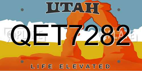 QET7282 Utah License Plate