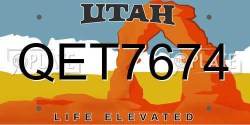 QET7674 Utah License Plate