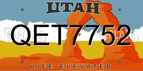 QET7752 Utah License Plate