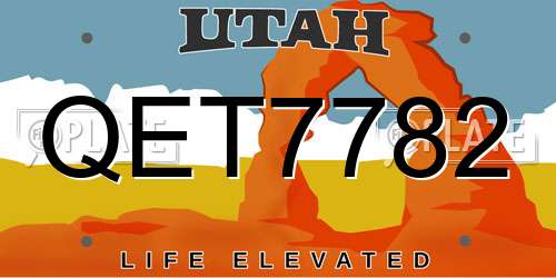 QET7782 Utah License Plate