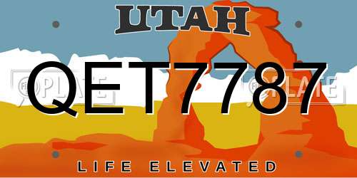 QET7787 Utah License Plate