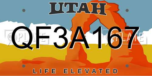 QF3A167 Utah License Plate