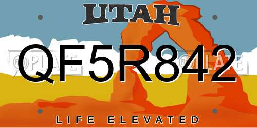 QF5R842 Utah License Plate