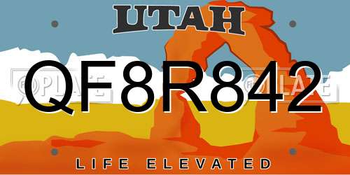 QF8R842 Utah License Plate