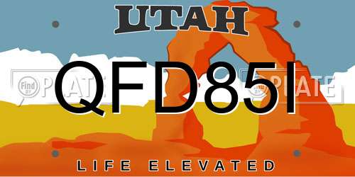 QFD85I Utah License Plate