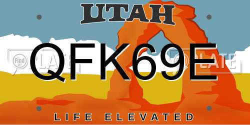 QFK69E Utah License Plate