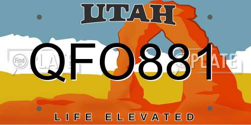 QFO881 Utah License Plate