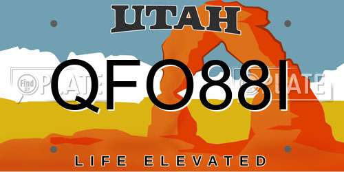QFO88I Utah License Plate